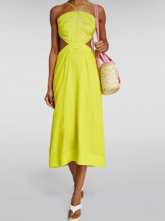 FARM Rio Dresses & Skirts - Farm Rio - Neon Yellow Cutout Midi Dress - Women - Medium